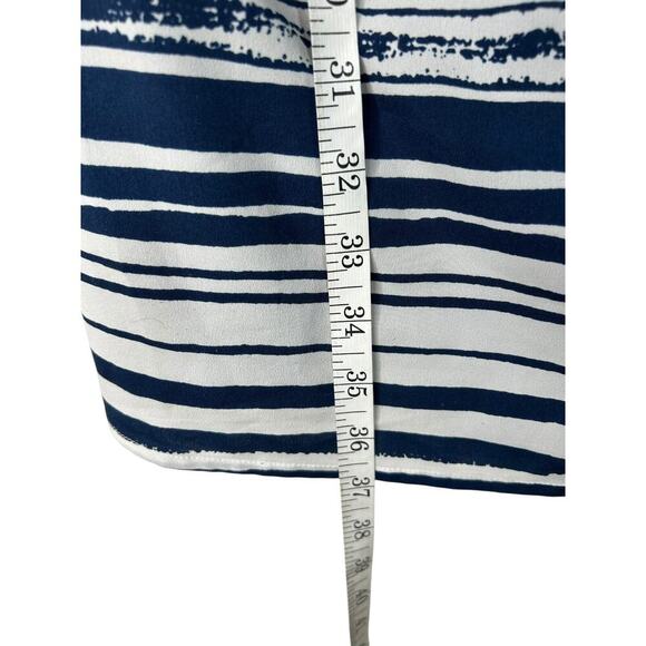 Cabi Dress Size M Navy Blue Nautical Striped Knot Mini Beachy Coastal Vacation - Picture 9 of 10